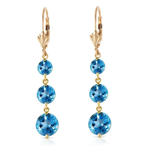 SOLID GOLD CHANDELIER EARRING WITH BLUE TOPAZ (Yellow gold)